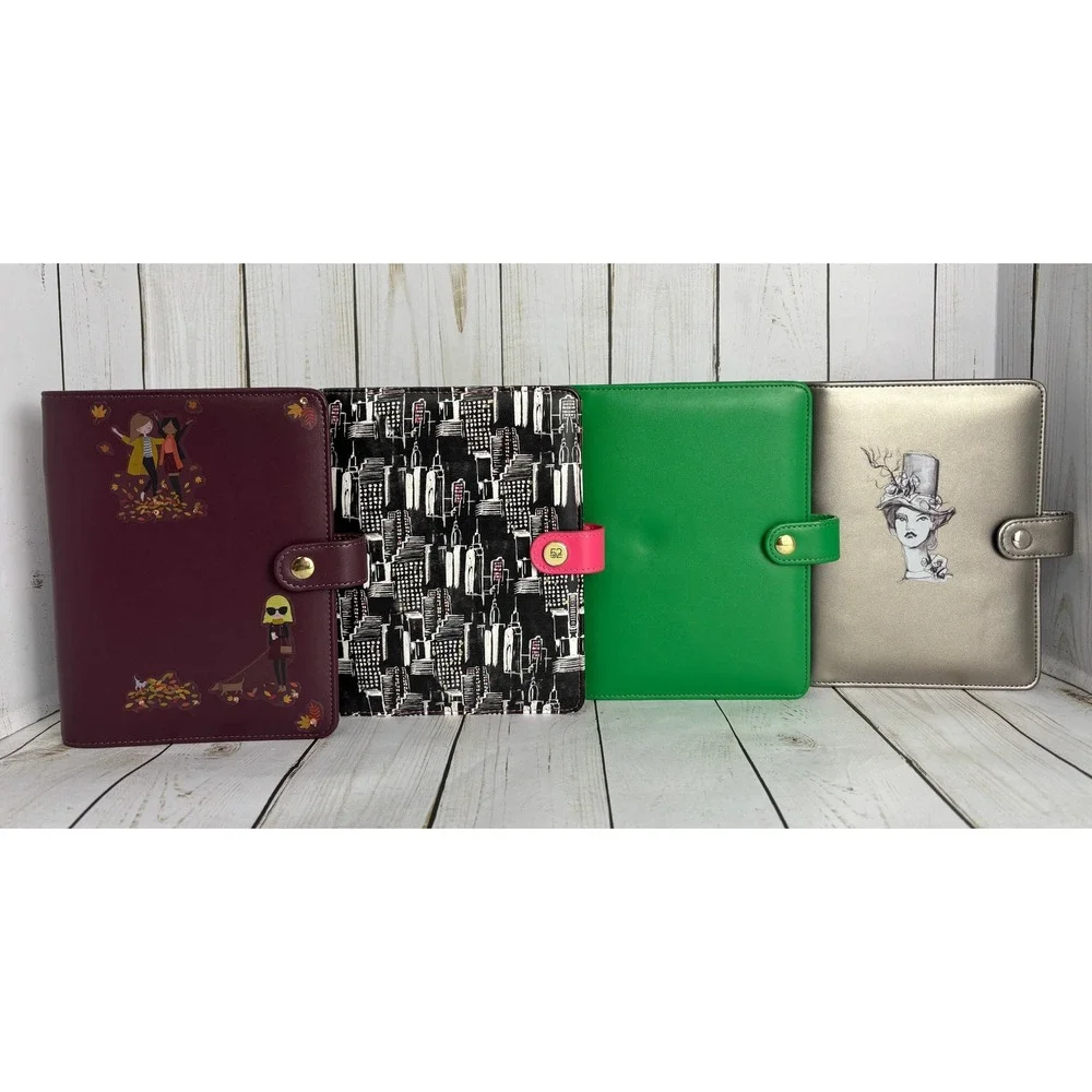 4 Paper Studio Recollections Planner Covers Cityscape Green Silver Maroon B6